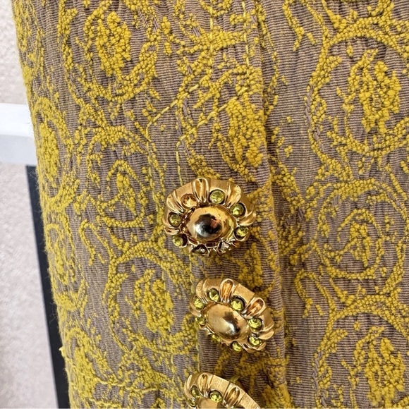 Joimo Floral Tapestry Blazer Jacket Women's M Gold Tan Embellished 90's Y2K - Picture 10 of 11